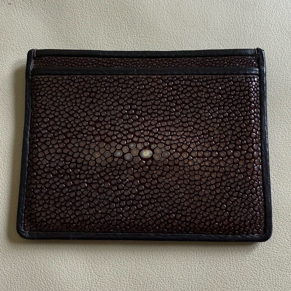 Giorgio Armani Brown Key Card Holder Leather Accessory